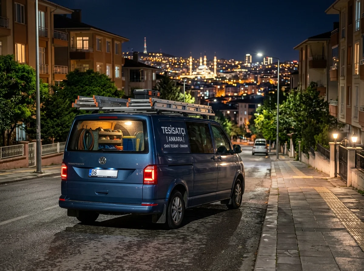Ankara 7/24 n&ouml;bet&ccedil;i tesisat&ccedil;ı servis aracı