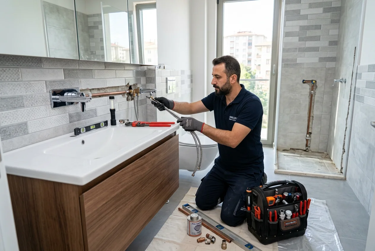 Ankara Su Tesisatı uzman usta banyo tesisat &ccedil;alışması